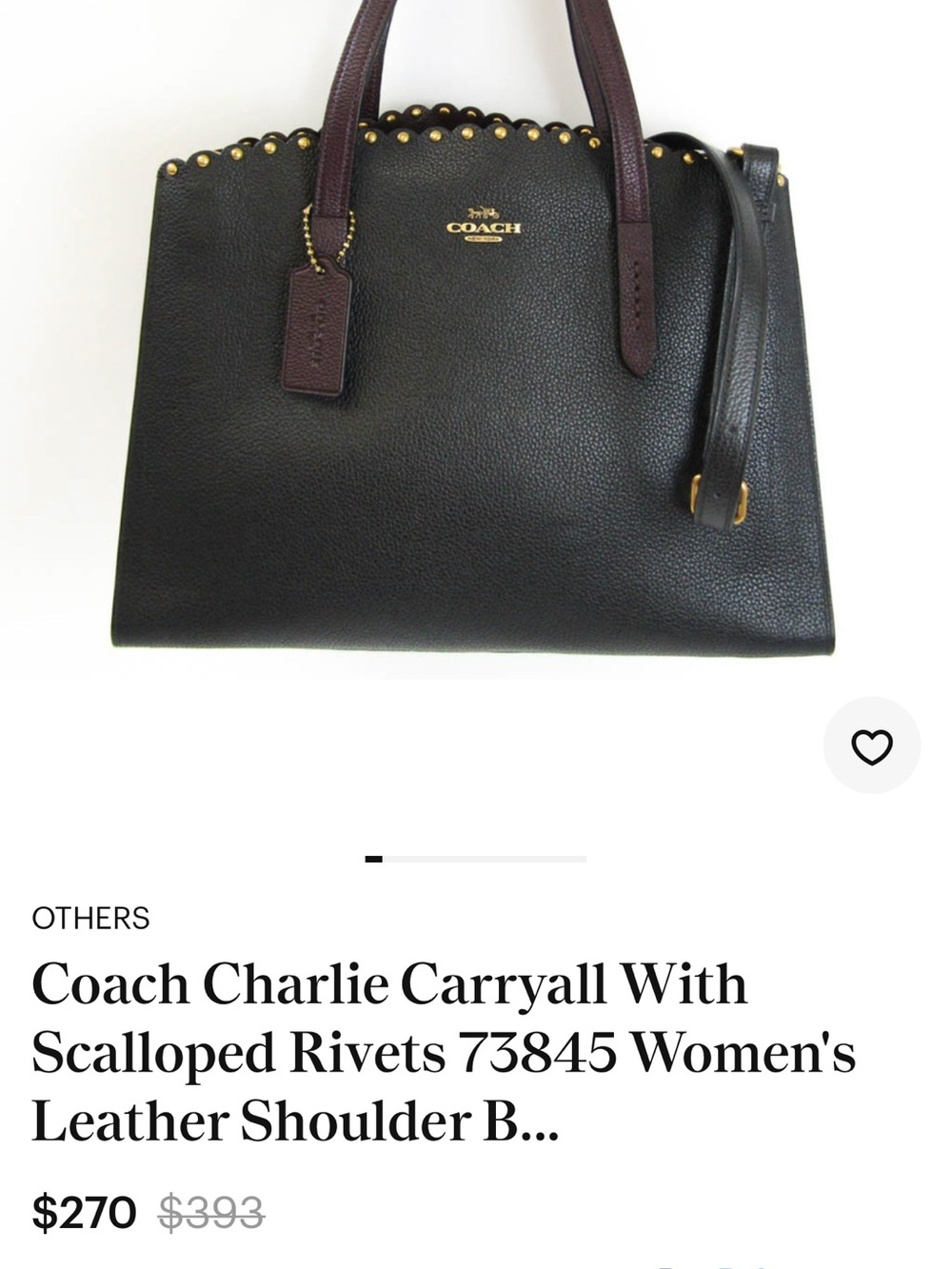 Coach Charlie Carryall Shoulder Bag in Black with Plum Handles & Gold Hardware